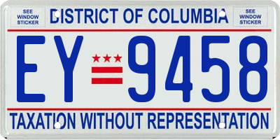 DC license plate EY9458