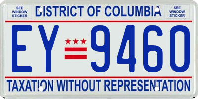 DC license plate EY9460