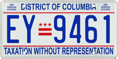 DC license plate EY9461