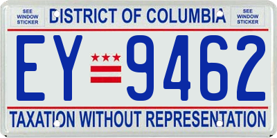 DC license plate EY9462