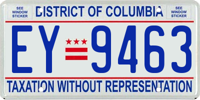 DC license plate EY9463