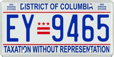 DC license plate EY9465