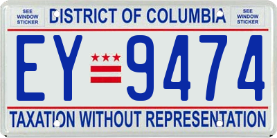 DC license plate EY9474