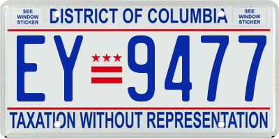 DC license plate EY9477