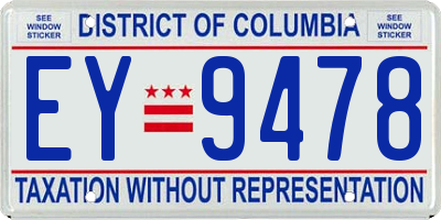 DC license plate EY9478