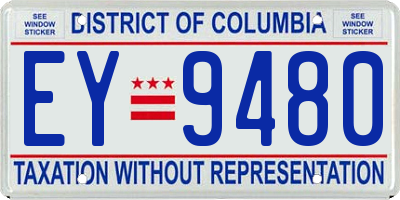 DC license plate EY9480