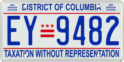 DC license plate EY9482