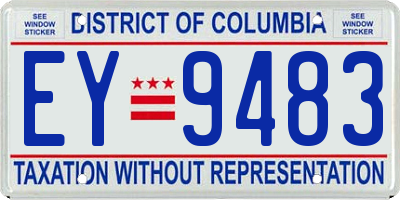 DC license plate EY9483