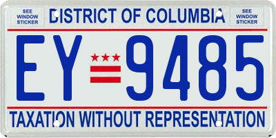 DC license plate EY9485