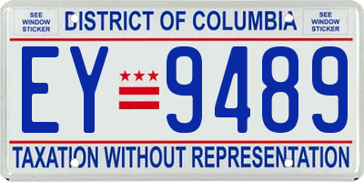 DC license plate EY9489