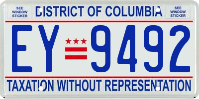 DC license plate EY9492