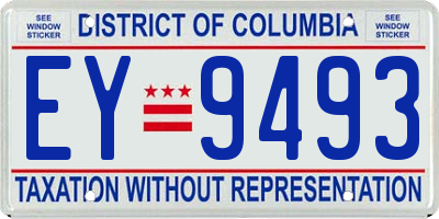 DC license plate EY9493