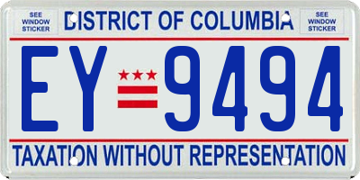 DC license plate EY9494