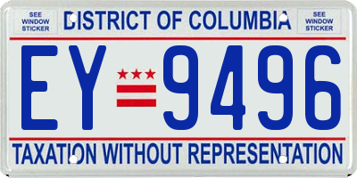 DC license plate EY9496