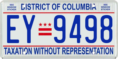 DC license plate EY9498