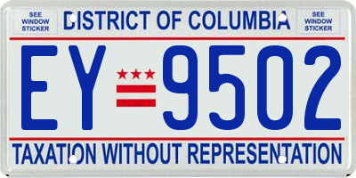 DC license plate EY9502