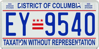 DC license plate EY9540