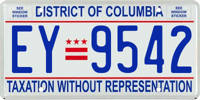 DC license plate EY9542