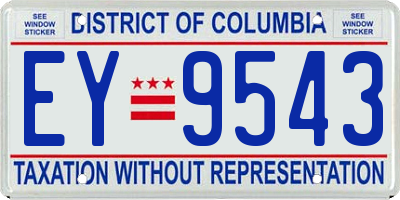 DC license plate EY9543