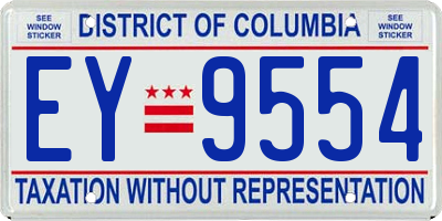 DC license plate EY9554