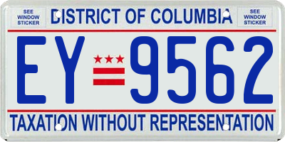 DC license plate EY9562