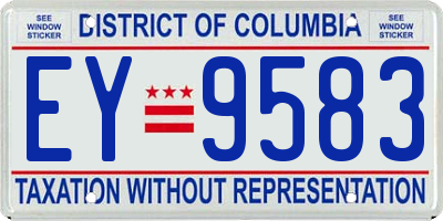 DC license plate EY9583