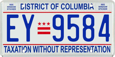 DC license plate EY9584