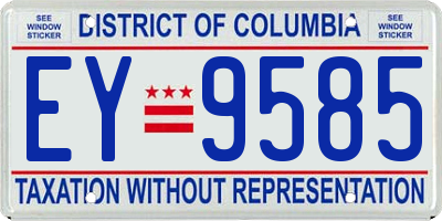 DC license plate EY9585