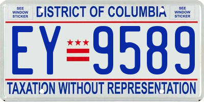 DC license plate EY9589