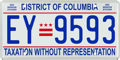 DC license plate EY9593