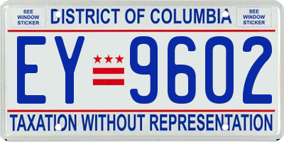 DC license plate EY9602