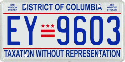 DC license plate EY9603