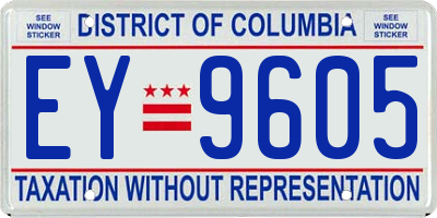 DC license plate EY9605