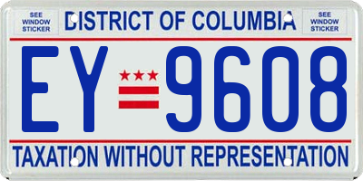 DC license plate EY9608