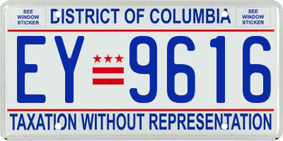 DC license plate EY9616