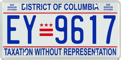 DC license plate EY9617