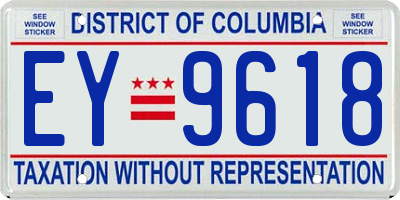 DC license plate EY9618