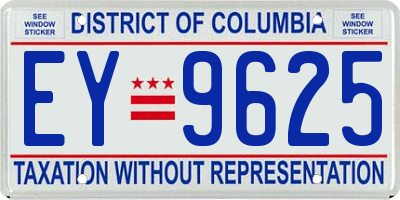 DC license plate EY9625