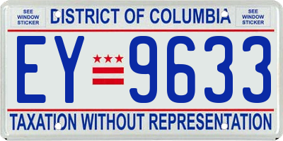 DC license plate EY9633