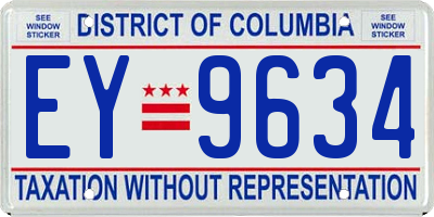 DC license plate EY9634