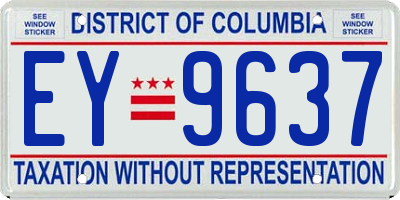 DC license plate EY9637