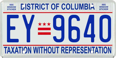 DC license plate EY9640