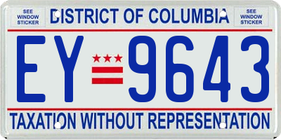 DC license plate EY9643