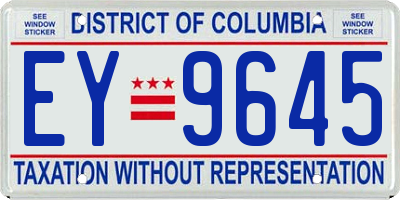 DC license plate EY9645