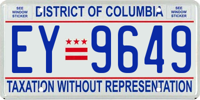 DC license plate EY9649