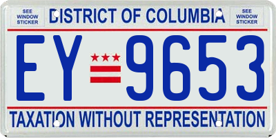 DC license plate EY9653