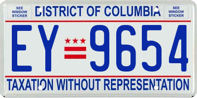 DC license plate EY9654