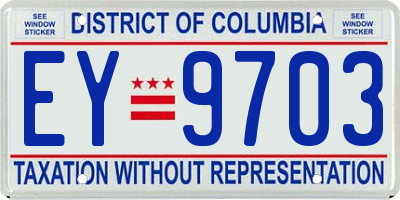 DC license plate EY9703