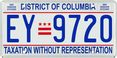 DC license plate EY9720