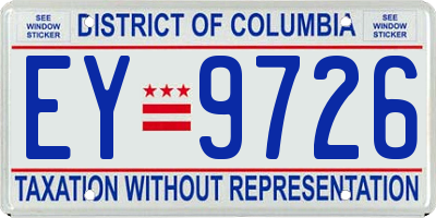 DC license plate EY9726